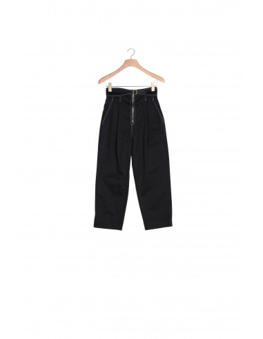 Pantalon en coton zippé et ceinturé outlet